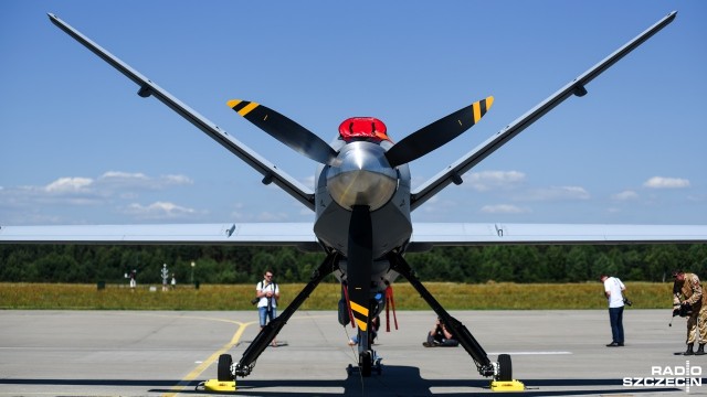 Prezentacja najnowszej generacji dronów MQ-9 Reaper. Fot. Kamila Kozioł [Radio Szczecin] "Żniwiarze" w Mirosławcu. Amerykanie zaprezentowali drony najnowszej generacji [WIDEO, ZDJĘCIA]