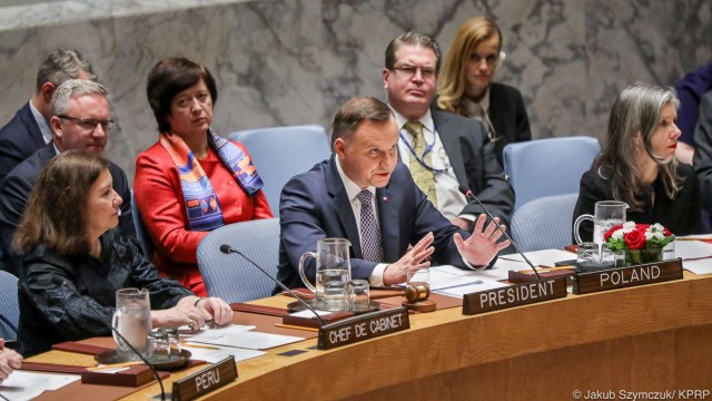 Nie ma pokoju bez prawa - powiedział prezydent Andrzej Duda w siedzibie ONZ w Nowym Jorku. Polski przywódca prowadzi debatę wysokiego szczebla nt. roli prawa międzynarodowego w utrzymaniu pokoju i bezpieczeństwa.
