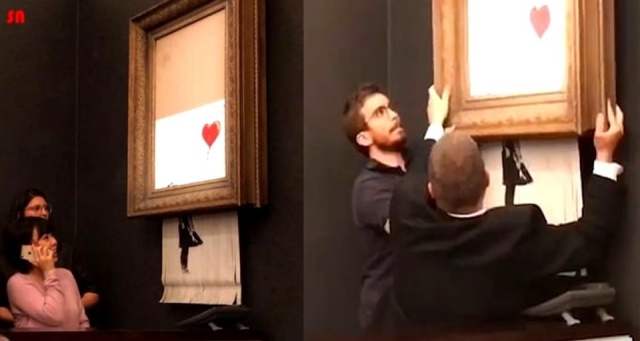 Brytyjski artysta Banksy publikuje filmik tłumaczący, jak zniszczył swoją pracę na londyńskiej aukcji.
