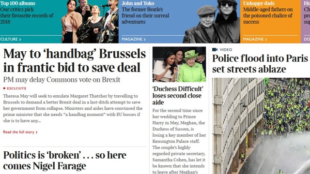 Premier Wielkiej Brytanii Theresa May prawdopodobnie odłoży - planowane na wtorek - głosowanie w Izbie Gmin w sprawie porozumienia brexitowego - donosi The Sunday Times.