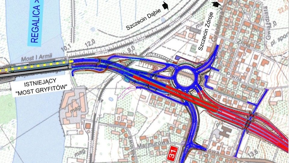 Projekt przebudowy skrzyżowania ulic Floriana Krygiera z Granitową. Mat. Urząd Miasta Szczecin
