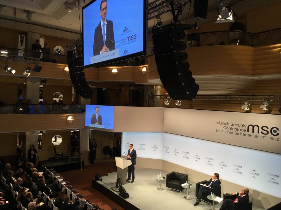 Szef polskiego rządu wygłosił przemówienie podczas międzynarodowej Konferencji Bezpieczeństwa w Monachium. Fot. twitter.com/premierrp