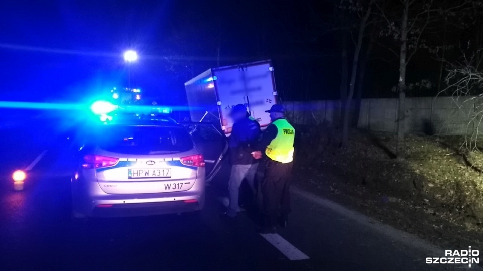 Kierowca ciężarówki został zatrzymany. Fot. Adam Wójcik [Radio Szczecin]