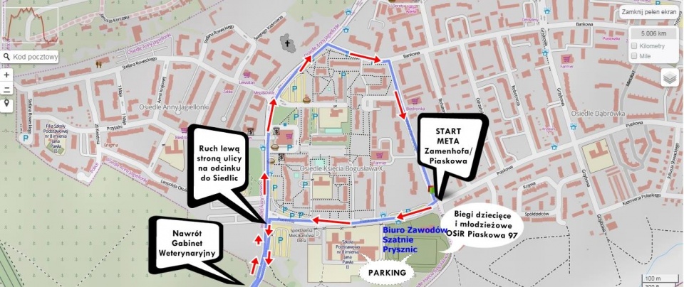 Trasa Polickiej Piętnastki. Mat. organizatora