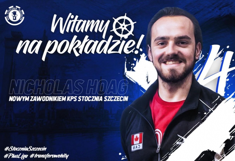 Kanadyjczyk Nicholas Hoag podpisał kontrakt z występującą w siatkarskiej PlusLidze Stocznią Szczecin. Fot. www.facebook.com/Stocznia Szczecin
