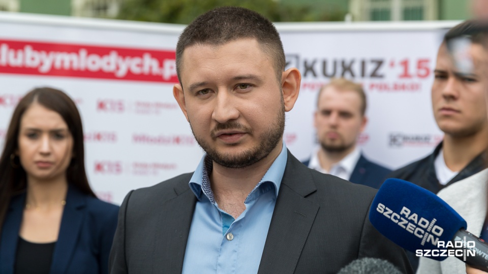 Jakub Kozieł startujący z koalicji Kukiz 15' i partii Wolność. Fot. Robert Stachnik [Radio Szczecin]