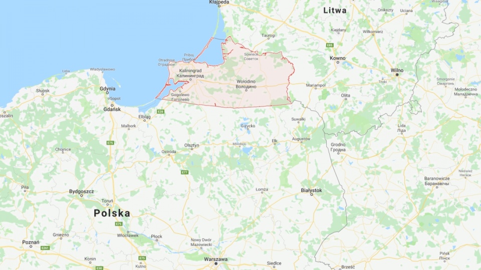 Obwód kaliningradzki to rosyjska eksklawa w Europie Środkowej. Fot. www.google.pl/maps