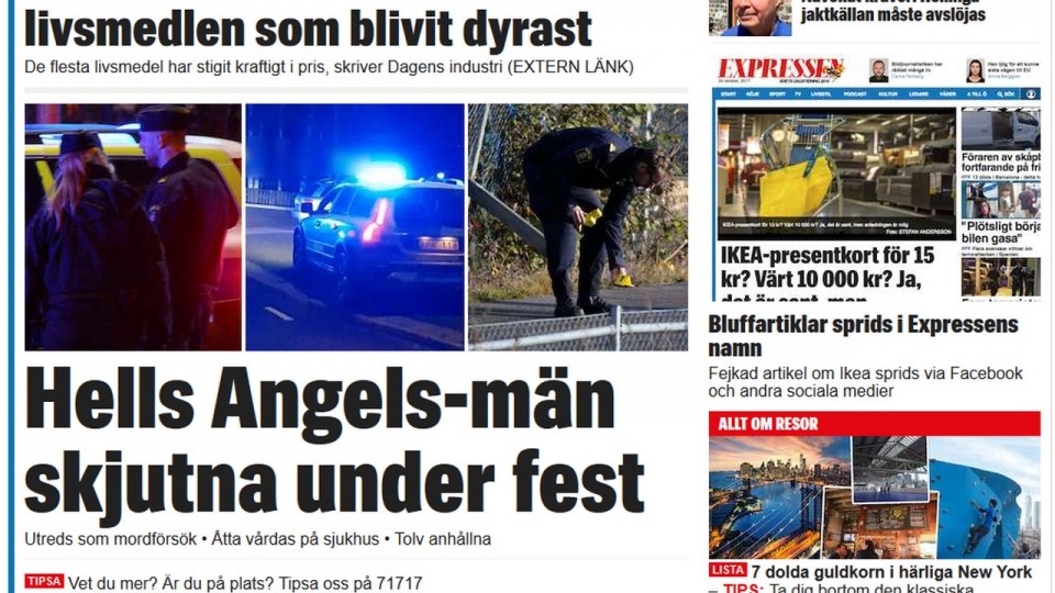 Według gazety Expressen wśród osób rannych w strzelaninie są członkowie Hells Angels. Informację potwierdził Sven Lindgren, policyjny ekspert ds. gangów motocyklowych. źródło: https://www.expressen.se/