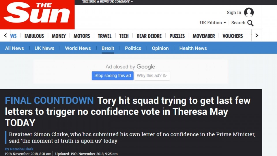 "The Sun" donosi, że przeciwnicy liderki Partii Konserwatywnej zebrali 42 listy popierające odwołanie premier. Aby do niego doszło, potrzebnych było 48 listów. źródło: https://www.thesun.co.uk/