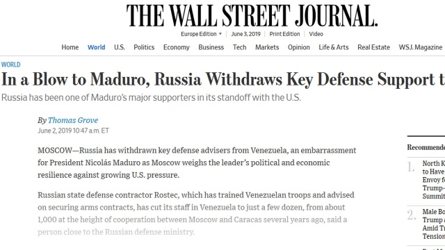 Rosja nie wycofuje doradców wojskowych z Wenezueli - poinformowały służby prasowe koncernu Rostec. Wcześniej amerykańska gazeta The Wall Street Journal napisała, że rosyjskie firmy zbrojeniowe ograniczają liczbę swoich specjalistów pracujących w Wenezueli.