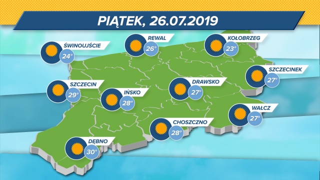 Zapowiada się gorący i słoneczny piątek, termometry w regionie wskażą maksymalnie 23 - 30 stopni Celsjusza. Wieczorem może zagrzmieć.