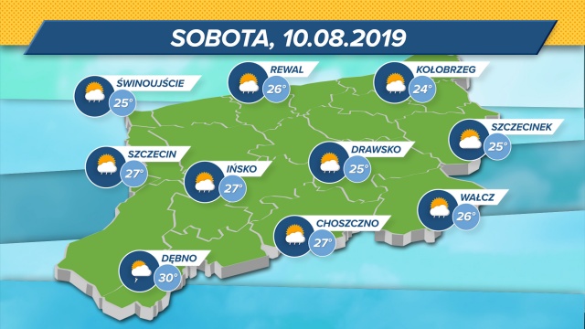 Temperatury w regionie utrzymywać się będą w granicach 24-30 stopni Celsjusza. Nad regionem mogą pojawić się chmury i deszcz.