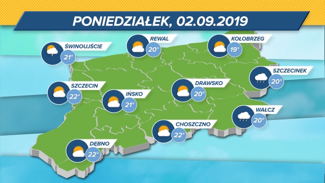 Zapowiada się nieco chłodniejszy dzień - termometry w regionie wskażą 19-22 kresek na skali Celsjusza. Na wschodzie województwa spodziewane opady deszczu. Ciśnienie średnie, rośnie.