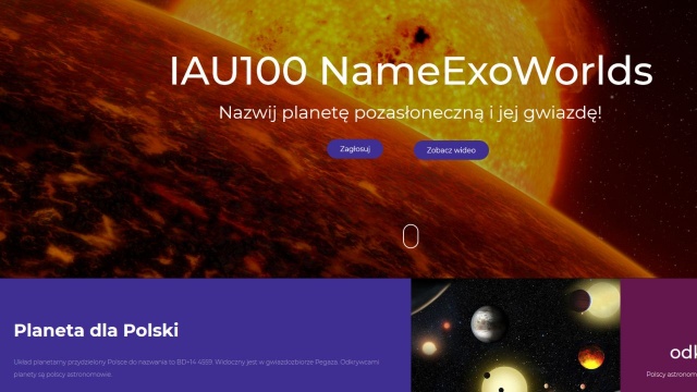 Do końca października w internetowym głosowaniu można wybrać polską nazwę gwiazdy BD14 4559 oraz planety, która wokół niej krąży. Akcja została zorganizowana w stulecie Międzynarodowej Unii Astronomicznej.