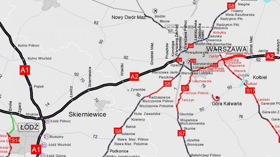 Autostrada A2 Warszawa-Łódź zostanie rozbudowana do 3 pasów na odc. Łódź Północ-Pruszków i do 4 pasów na odc. Pruszków-Konotopa. Fot. twitter.com/mi_gov_pl
