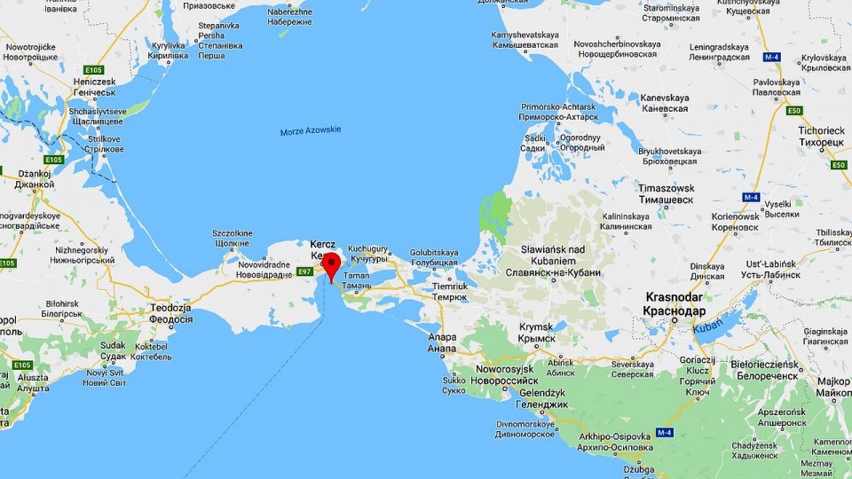 W pożarze statków w Cieśninie Kerczeńskiej zginęło 10 marynarzy, 14 uratowano, a los co najmniej 7 osób jest nieznany. Fot. www.google.com/maps
