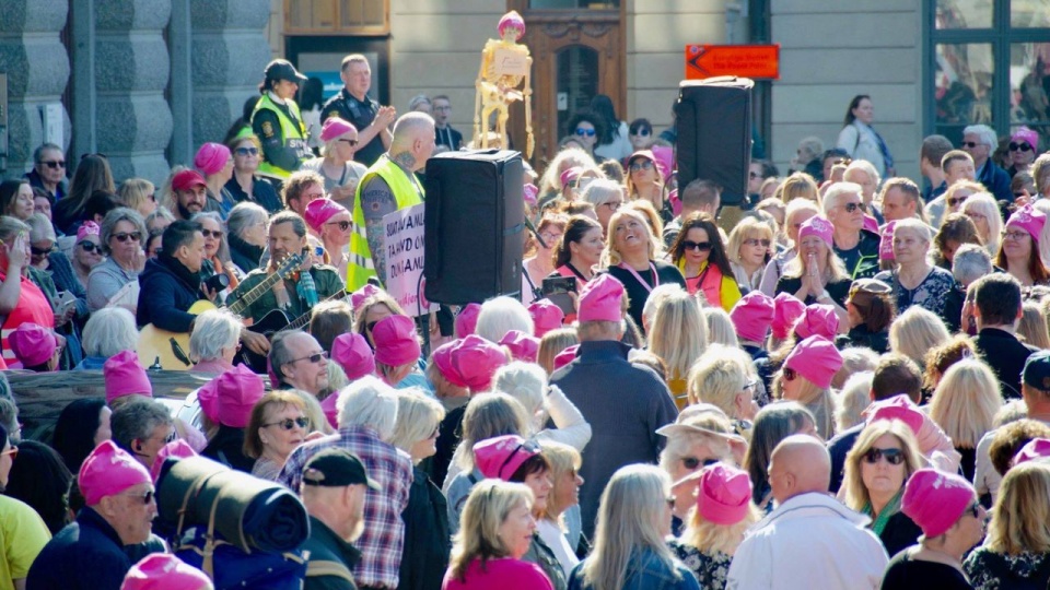 Uczestnicy zebrali się na rynku przy Riksdagu, gdzie odczytano petycję z żądaniami protestujących. Podpisało się pod nią ponad 74 tysiące osób. Fot. Johan Widén