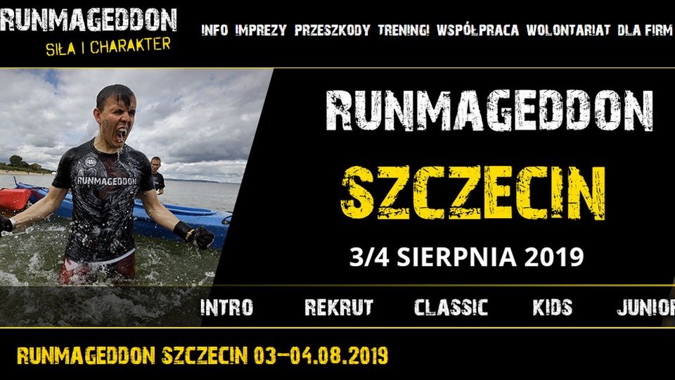 Runmageddon to ekstremalny bieg z przeszkodami, który odbywa się w różnych miastach w całej Europie. W Polsce organizowany jest od 5 lat. źródło: https://www.runmageddon.pl/imprezy/runmageddon-szczecin-03-08-2019