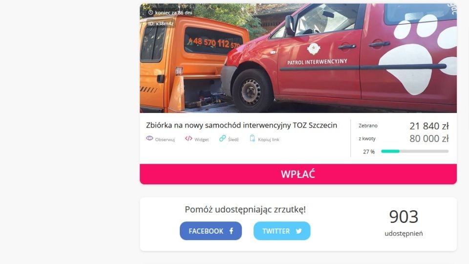 Fot. https://zrzutka.pl/x38m4z (6.08 na godzinę 9.40)