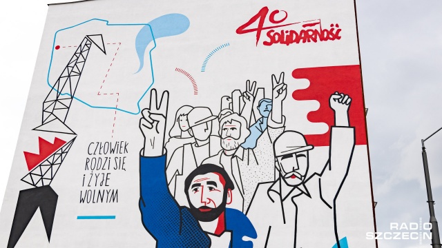 Fot. Robert Stachnik [Radio Szczecin] Mural na 40. rocznicę powstania Solidarności [WIDEO, ZDJĘCIA]