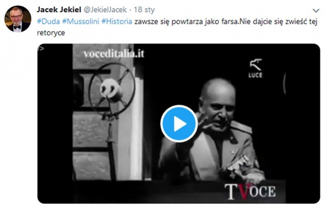 Nie można porównywać Prezydenta RP do faszystowskiego zbrodniarza - zaznaczył prof. Maciej Drzonek, politolog z Uniwersytetu Szczecińskiego. Do sprawy odnosi się autor wpisu na Twitterze - Jacek Jekiel.