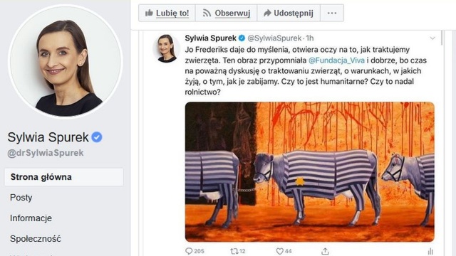 Stowarzyszenie Polskich Rodzin Ofiar Obozów Koncentracyjnych pozwie poznańską eurodeputowaną, Sylwię Spurek. Pozew ma dotyczyć umieszczenia w mediach społecznościowych obrazu malarki Jo Frederiks, przedstawiający krowy w obozowych pasiakach.