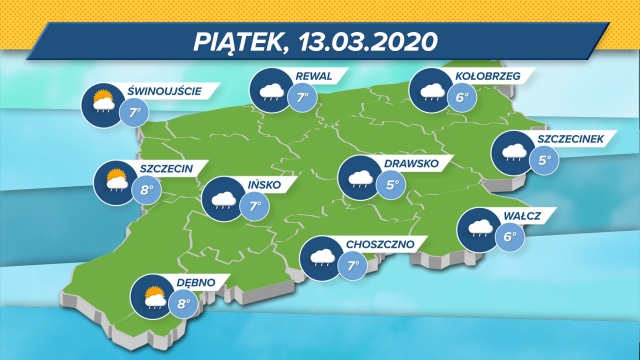 Więcej deszczu niż słońca w regionie. Temperatury w regionie będą utrzymywać się w granicach 5-8 stopni Celsjusza.