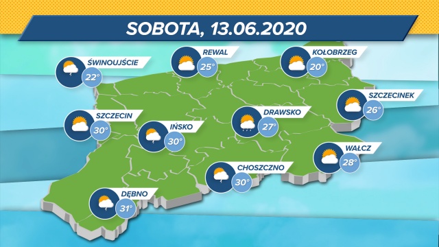 Pierwsza upalna sobota w tym roku. Temperatury oscylują w granicach 20-31 stopni Celsjusza.