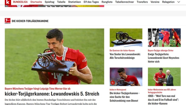 Robert Lewandowski został najlepszym piłkarzem sezonu niemieckiej Bundesligi według magazynu Kicker.
