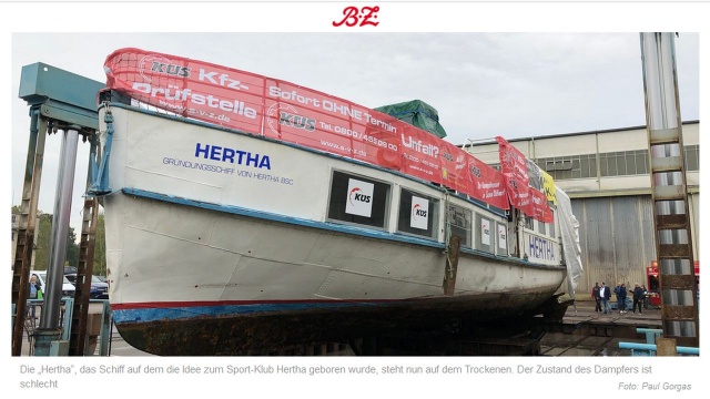 Berlińska Hertha znajduje się w ogonie tabeli rozgrywek Bundesligi. Ma coraz więcej kontuzjowanych zawodników, a teraz okazuje się, że jej symbol - parowiec, na którym w 1892 roku kilku mężczyzn wpadło na pomysł założenia klubu może pójść na żyletki.