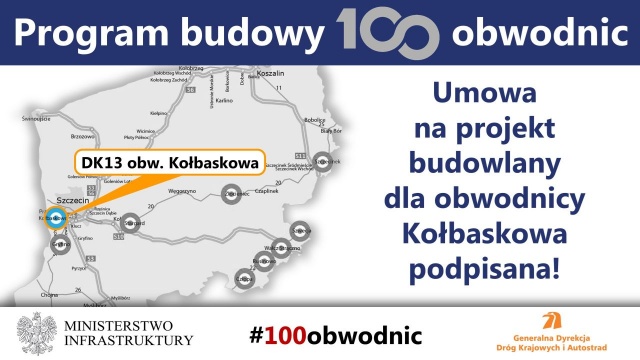 Jest umowa na projekt budowlany obwodnicy Kołbaskowa. Powstanie w ciągu drogi krajowej nr 13.