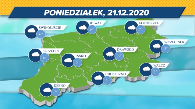 Maksymalne wskazania termometrów w regionie: 4-7 stopni w skali Celsjusza. Barometr: 1022 mbar, czyli ciśnienie wysokie. Wiatr z południa - 11 kmh.