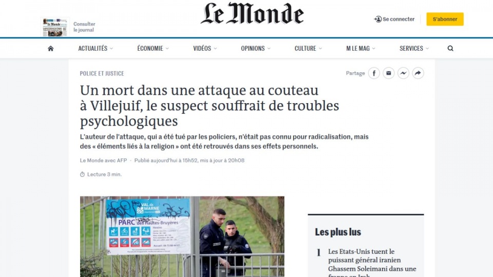 Do zdarzenia doszło w parku w miejscowości Villejuif, na obrzeżach stolicy. źródło: https://www.lemonde.fr/