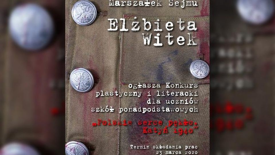 Od soboty można wysyłać prace na ogólnopolski konkurs plastyczno-literacki dla uczniów szkół średnich "Polskie serce pękło - Katyń '40". źródło: https://sejm.gov.pl/
