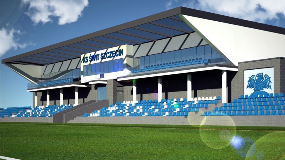 Docelowo na nowym stadionie Świtu Skolwin powstanie także nowy budynek klubowy czy też trybuny dla tysiąca kibiców. źródło: http://swit.szczecin.pl/nowy-stadion-dla-skolwina/