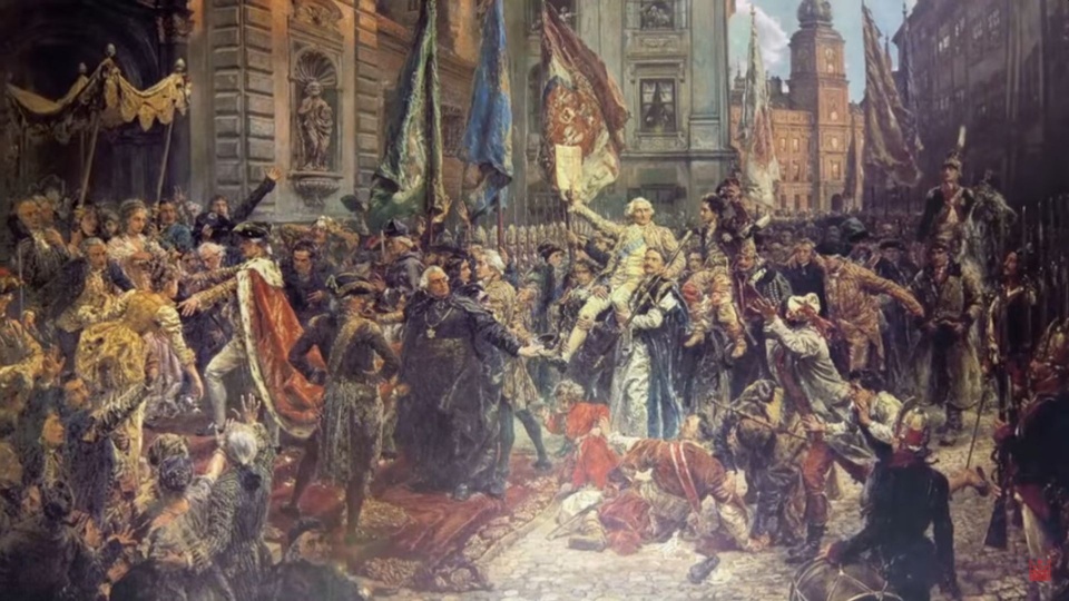 Obraz Jana Matejki "Konstytucja 3 Maja 1791 roku". Mat. YouTube / Narodowe Centrum Kultury