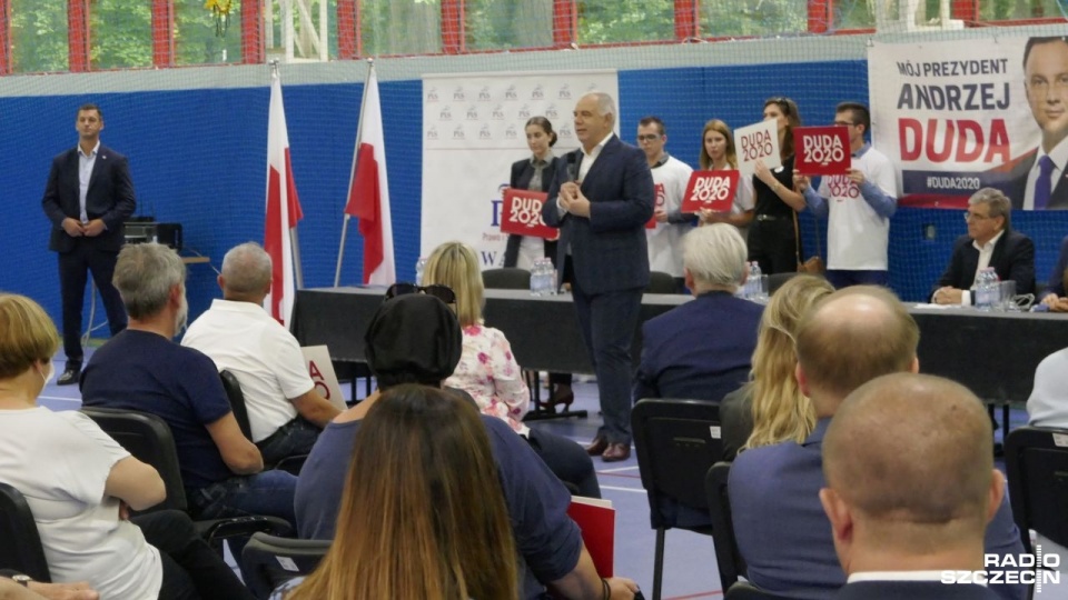 Minister Jacek Sasin przyjechał na Pomorze Zachodnie w ramach akcji "Łączy nas Polska" wspierającej kampanię wyborczą Andrzeja Dudy. Fot. Maciej Papke [Radio Szczecin]