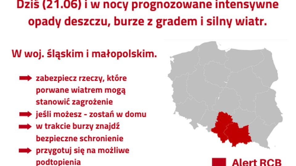 Rządowe Centrum Bezpieczeństwa apeluje również o usunięcie z balkonów, parapetów i ogrodów wszelkich przedmiotów, które porwane wiatrem mogą ranić, a także o zabezpieczenie zwierząt domowych i gospodarskich. źródło: https://www.facebook.com/rzadowecentrumbezpieczenstwa/