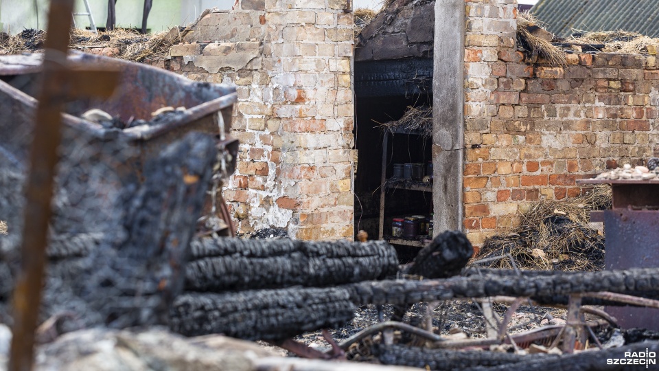 W pożarze nikt nie ucierpiał, ale straty materialne są ogromne. Gospodarze nie mają gdzie przechowywać zwierząt. Fot. Mateusz Papke [Radio Szczecin]