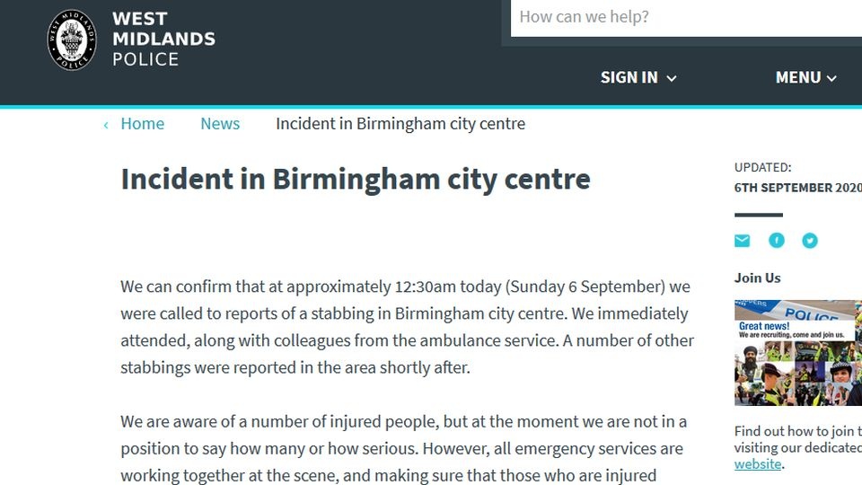 Policja regionu West Midlands napisała, że została wezwana na interwencję po północy czasu miejscowego. źródło: https://www.west-midlands.police.uk/