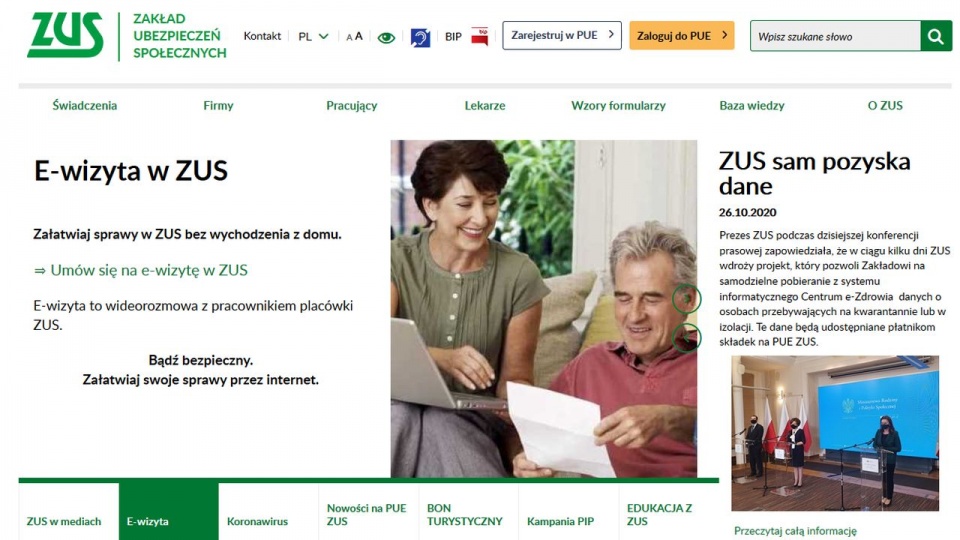 E-wizyty zwiększą bezpieczeństwo klientów Zakładu w trudnym czasie pandemii - zaznaczyła profesor Uścińska. źródło: https://www.zus.pl/