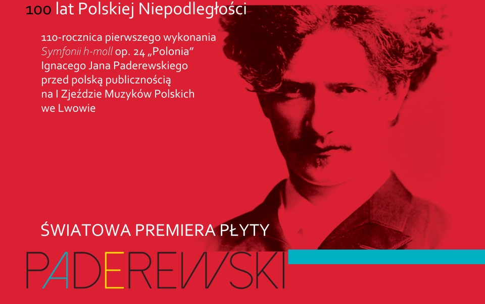 Afisz premiery płyty Symfonii h-moll op. 24 "Polonia" Ignacego Jana Paderewskiego. Fot. Materiały prasowe.