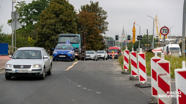 Fot. Robert Stachnik [Radio Szczecin] Zmiany na Estakadzie Pomorskiej. Tworzą się korki [WIDEO, ZDJĘCIA]