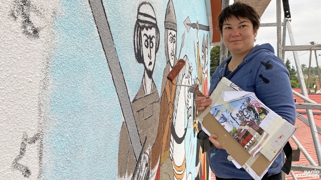 Uroczyste odsłonięcie muralu odbędzie się 30 września w Cedyni. Fot. Marcin Kokolus [Radio Szczecin] Historyczny mural w Cedyni [ZDJĘCIA]