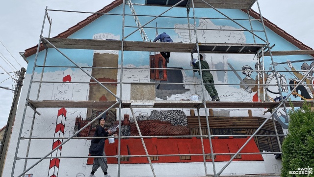 Uroczyste odsłonięcie muralu odbędzie się 30 września w Cedyni. Fot. Marcin Kokolus [Radio Szczecin] Historyczny mural w Cedyni [ZDJĘCIA]