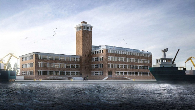 Jest projekt koncepcyjny zagospodarowania budynków, w których znajduje się historyczna świetlica stoczniowa w Szczecinie. Wykonała go grupa architektów Domino.