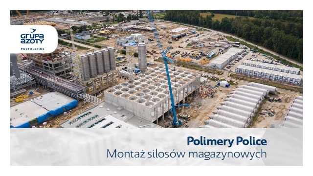 Na budowie fabryki tworzyw sztucznych w Zakładach Chemicznych Police trwa montaż 60 silosów na polipropylen.