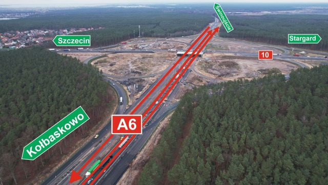 Zmiana organizacji ruchu na autostradzie A6 w okolicy przebudowywanego węzła Kijewo.