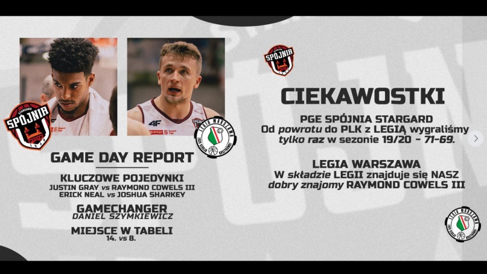 Mecz rozpocznie się o godzinie 15.30 w Warszawie. źródło: https://www.facebook.com/SpojniaStargard