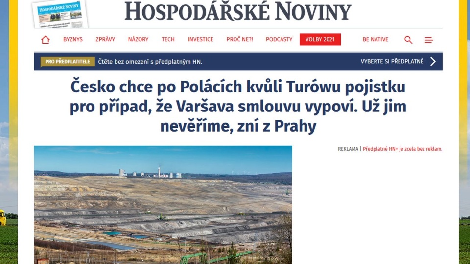 Gazeta "Hospodářské noviny" dotarła do czeskiej propozycji umowy. Jej przedmiotem jest ograniczenie wpływu wydobycia na środowisko oraz rekompensaty. źródło: https://archiv.hn.cz/